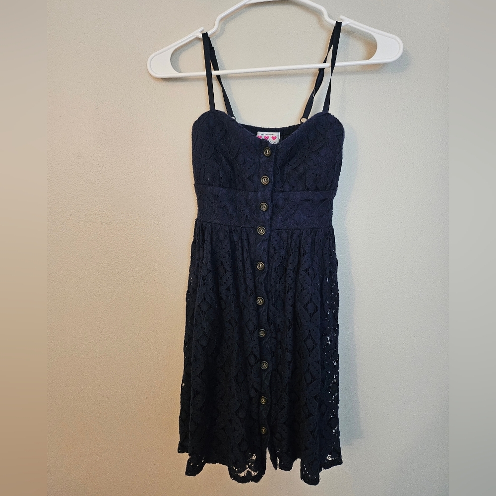 Extra Small Three Pink Hearts Trixxi Navy Blue Tank Top / Dress